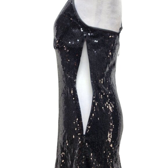 Black Sequin Sleeveless Cocktail Mini Dress WOMENS By Meetjen Size M - Picture 12 of 12